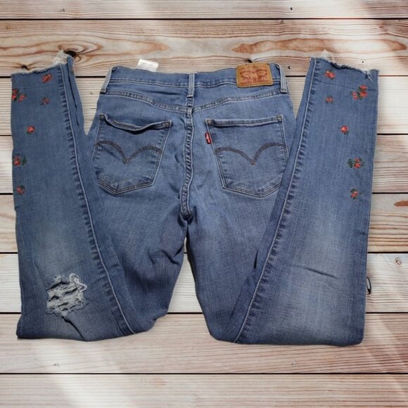 Levi's Shaping Skinny Embroidered Jeans Waist 26 - Picture 2 of 11